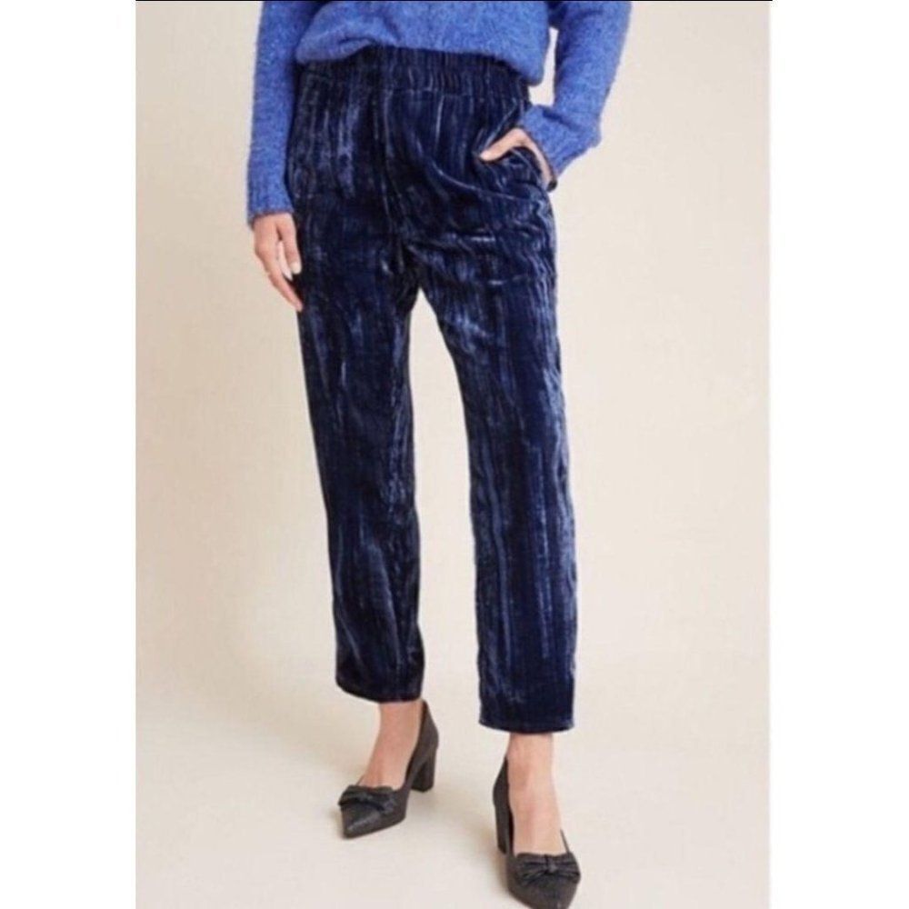 Anthropology Velvet Tapered Trousers XS Blue